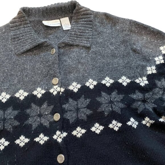 Croft & Barrow Snowflake Button Up Cardigan  Silk Angora Women's Large - Picture 3 of 4